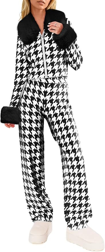 Yousify Winter Sweater Sets Ski Outfits for Women Color Block Skiing Clothes | Amazon (US)