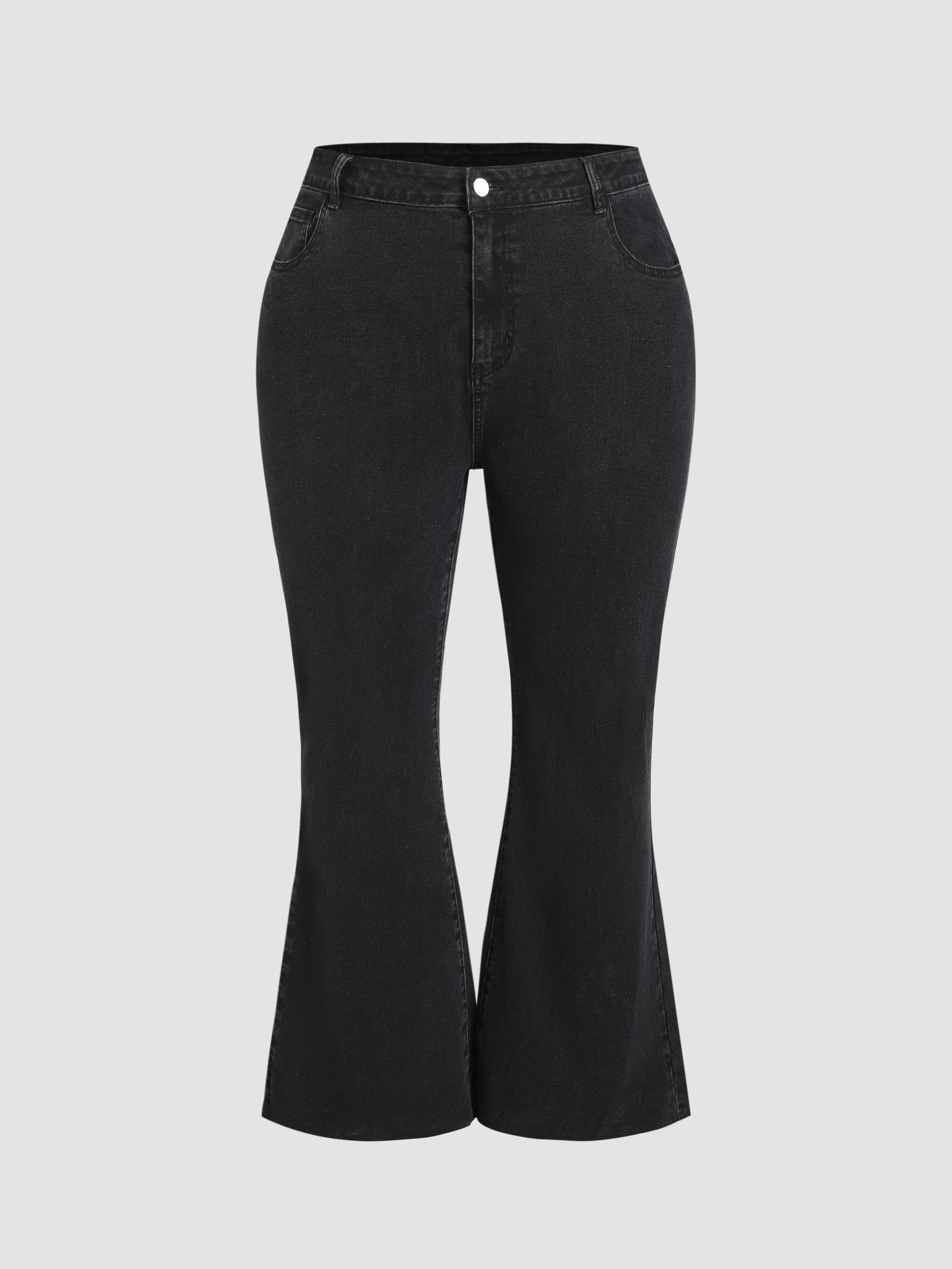 Denim Solid Flared Jeans Curve & Plus For School Daily Casual Work | Cider