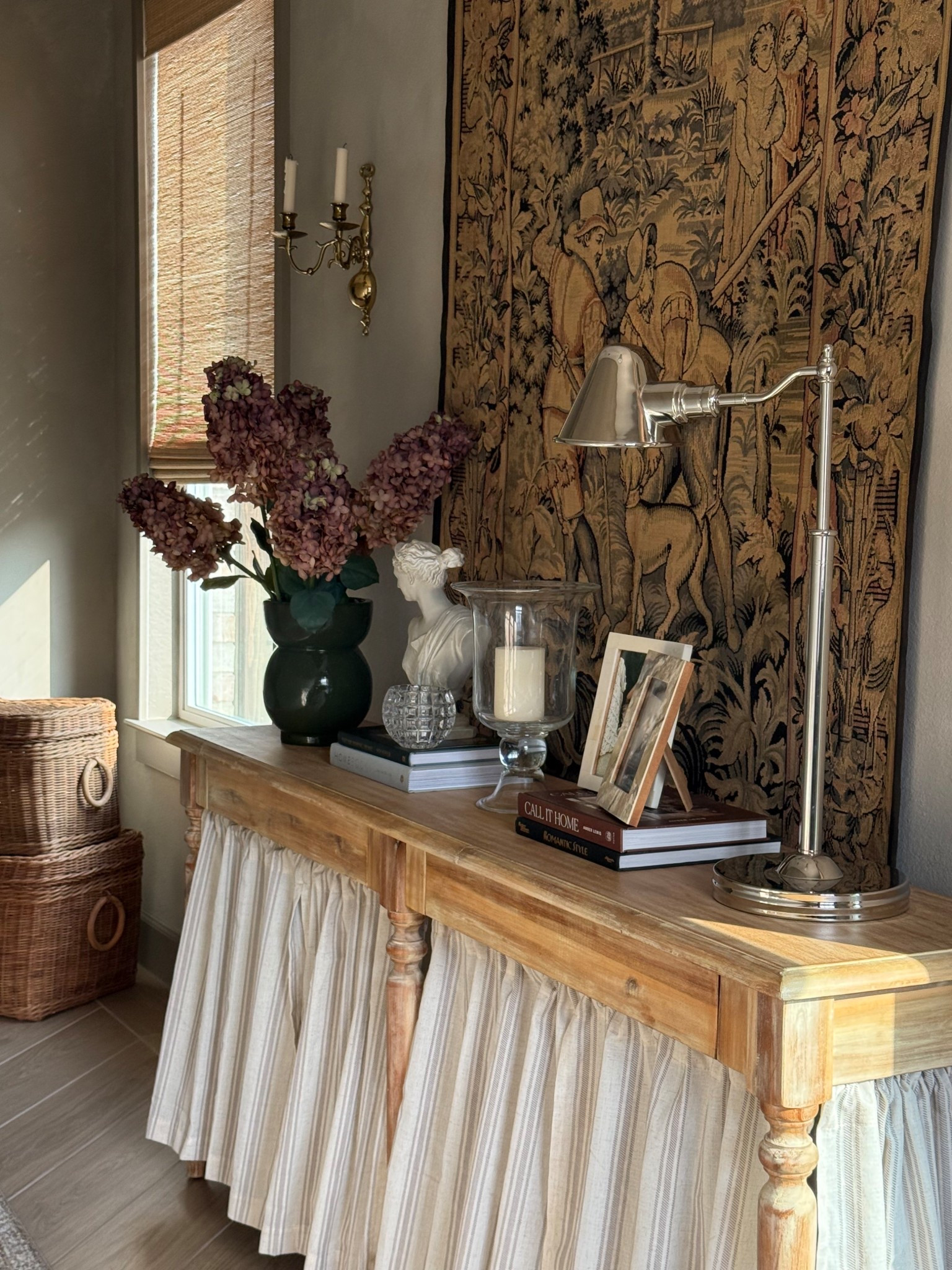 European skirt vibe on entryway table. DIY, skirt on table, entryway decor 

#LTKHome