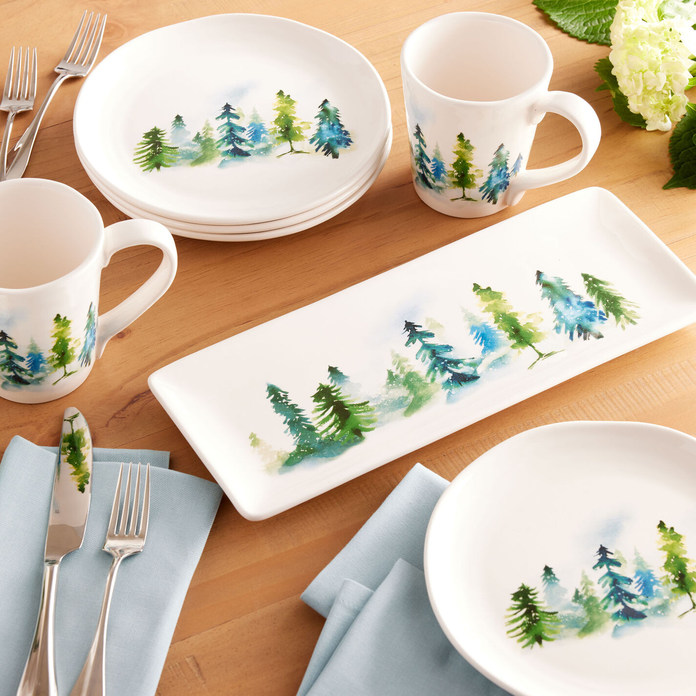 Watercolor Winter Tree Salad Plate | World Market