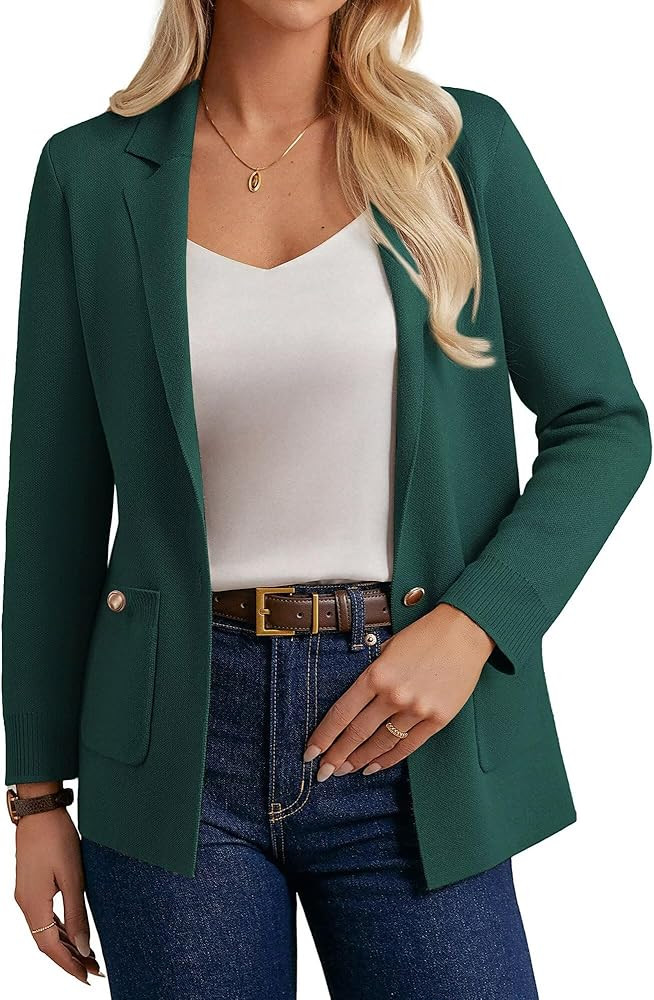 GRACE KARIN Women Sweater Blazers Business Casual Long Sleeve Work Cardigan Open Front Lapel Suit... | Amazon (US)