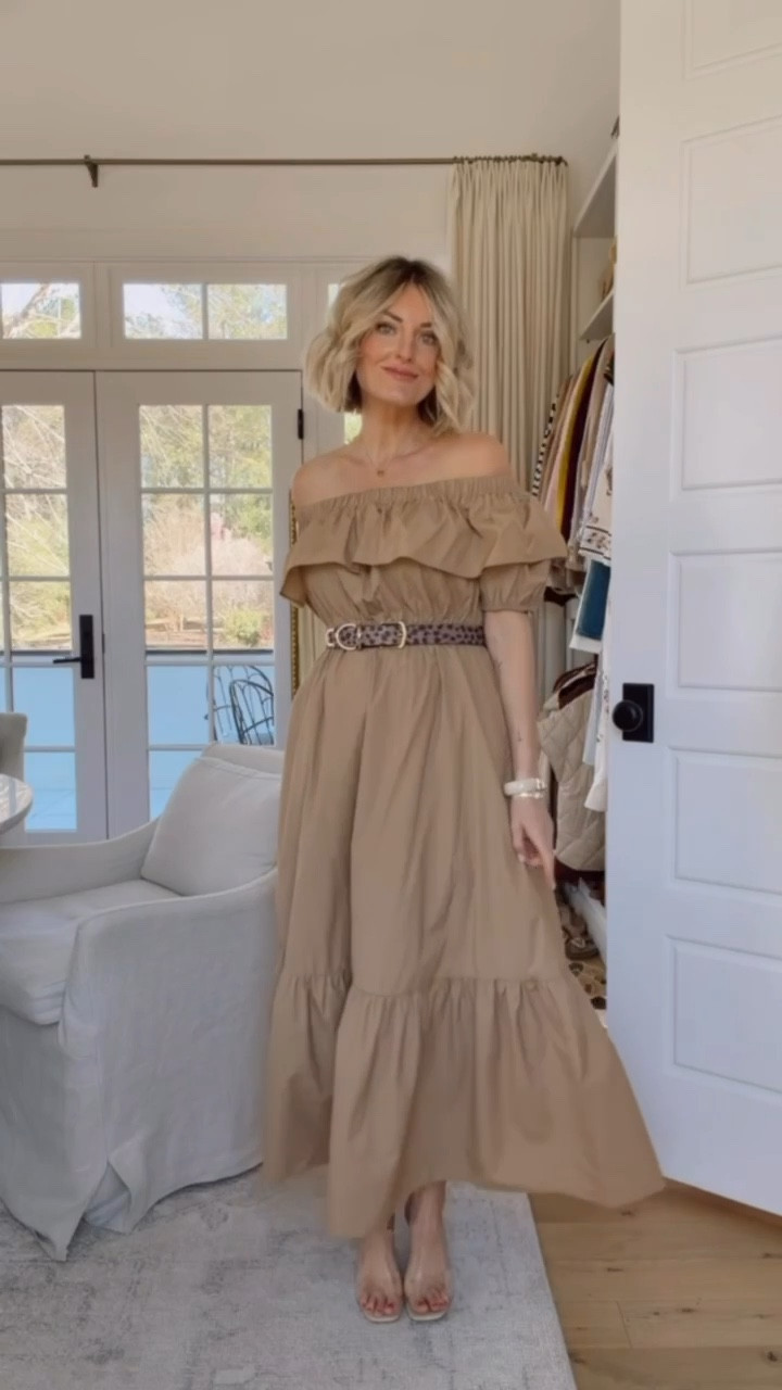 This dress is on major sale - it’s 50% off! Love the off-the-shoulder with the ruffle detail! I styled this with a belt, but you also could it wear it without! This would be a pretty option for family photos! Wearing XS!

Loverly Grey, Loft, family photos dress, neutral off the shoulder maxi dress, spring dress, spring fashion, spring outfit ideas 

#LTKSeasonal #LTKootd