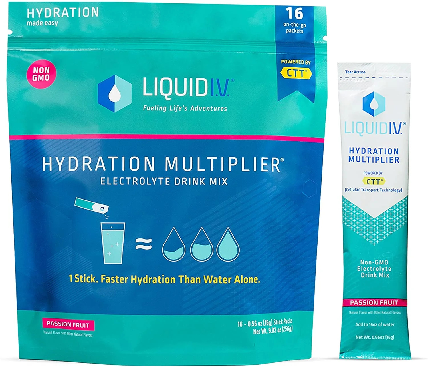Liquid I.V. Hydration Multiplier, Electrolyte Powder, Supplement Drink Mix (Passion Fruit) (16) | Walmart (US)