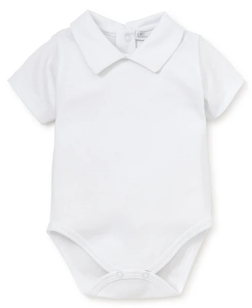 White Kissy Basics Short Sleeve Collar Bodysuit | Kissy Kissy