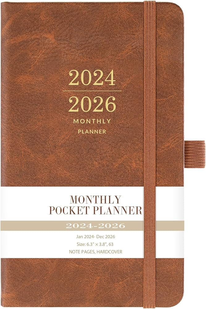 2024-2026 Monthly Pocket Planner/Calendar - 3 Year Pocket Monthly Calendar with Faux Leather Cove... | Amazon (US)