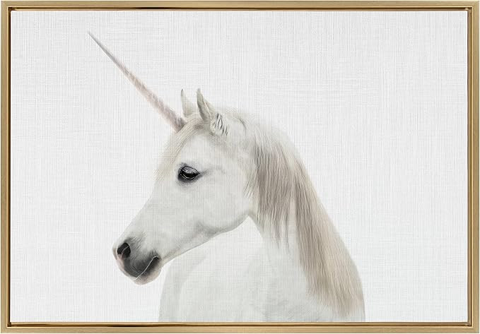 Kate and Laurel Sylvie Unicorn Framed Canvas Wall Art by Simon Te of Tai Prints, 23x33 Gold, Magi... | Amazon (US)