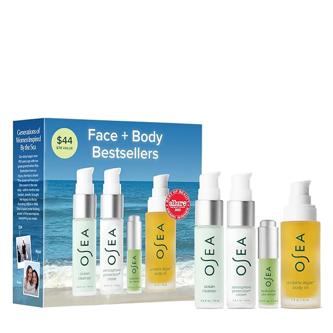 OSEA Bestsellers Set For Face + Body -4-piece Skin Care Set - Body Oil, Face Cleanser, Face Cream... | Amazon (US)