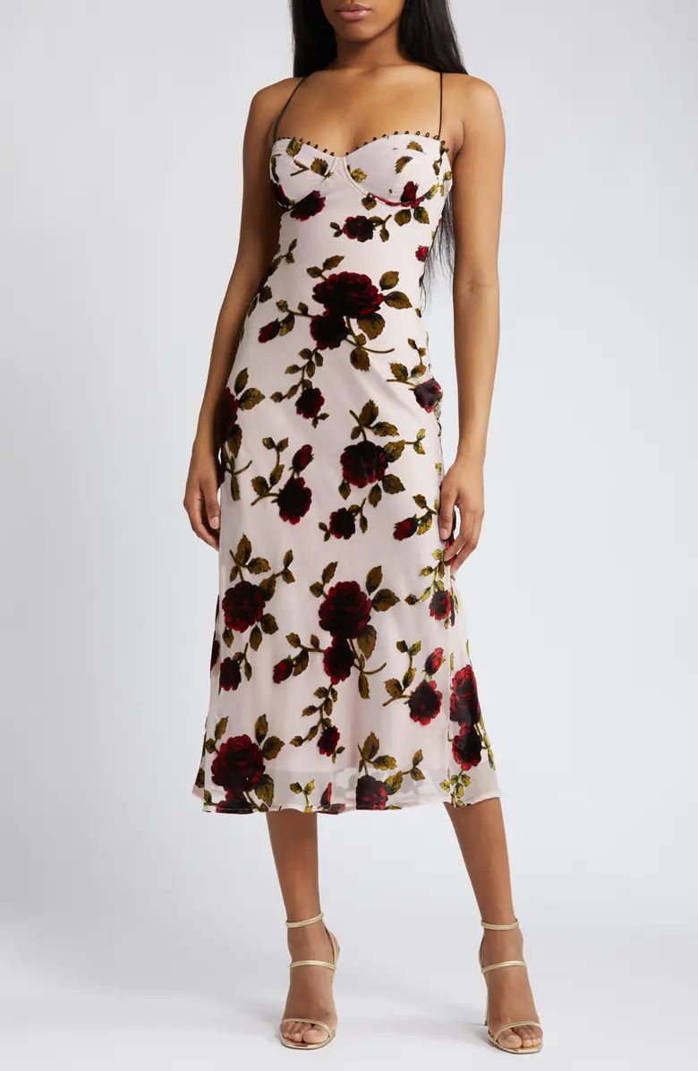 Rare London Floral Devoré Underwire Midi Dress | Nordstrom | Nordstrom