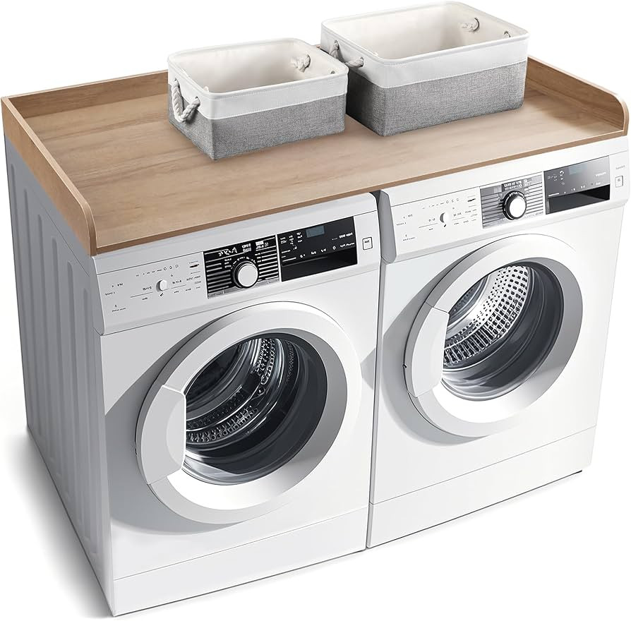 Washer Dryer Countertop with 2 Pack Storage Baskets, Wood Washer and Dryer Countertop with Non-Sl... | Amazon (US)