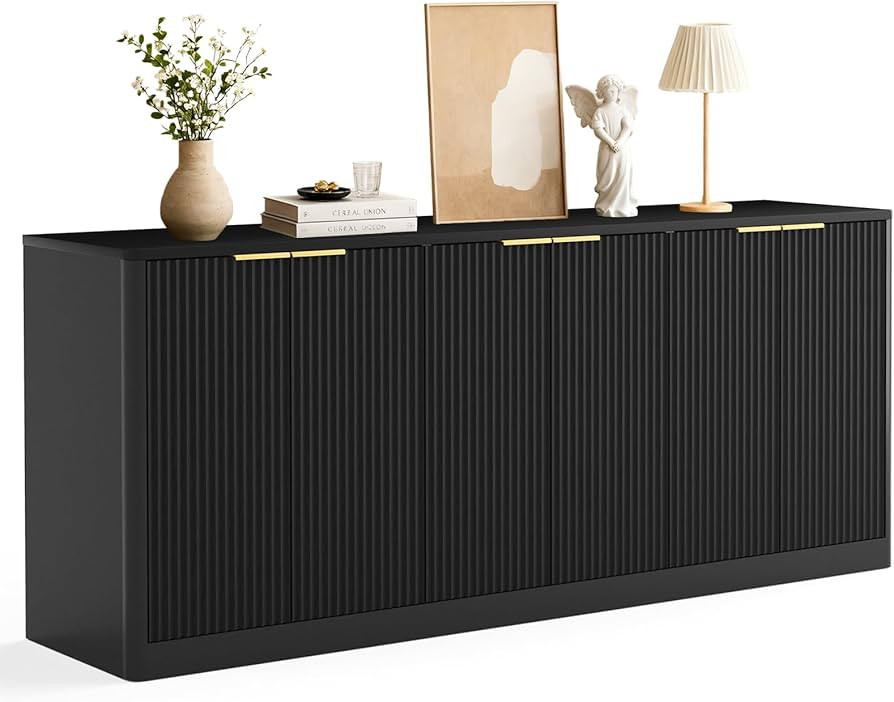 67" Fluted Buffet Cabinet Sideboard with Storage, Large Credenza with 6 Doors Accent Storage Cabi... | Amazon (US)