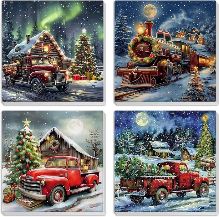 HEIBAGO 4 Pack Christmas Framed Paint by Numbers Kit for Adults Kids, Adult Paint by Number Kits,... | Amazon (US)