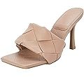 Omysky Womens Braided Heels Sandals Square Open Toe Heeled Leather Mule Woven Slides Stiletto Sli... | Amazon (US)