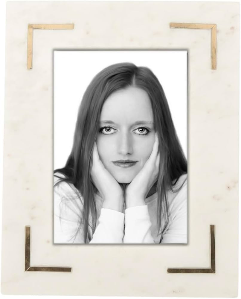 Cruiser’s Caché | White Marble and Brass Photo Frame | (5x7 Brass Inlay) | Amazon (US)