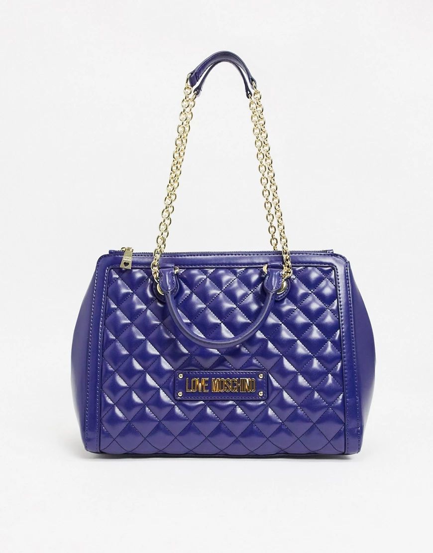 Love Moschino quilted shoulder bag in navy-Blue | ASOS (Global)