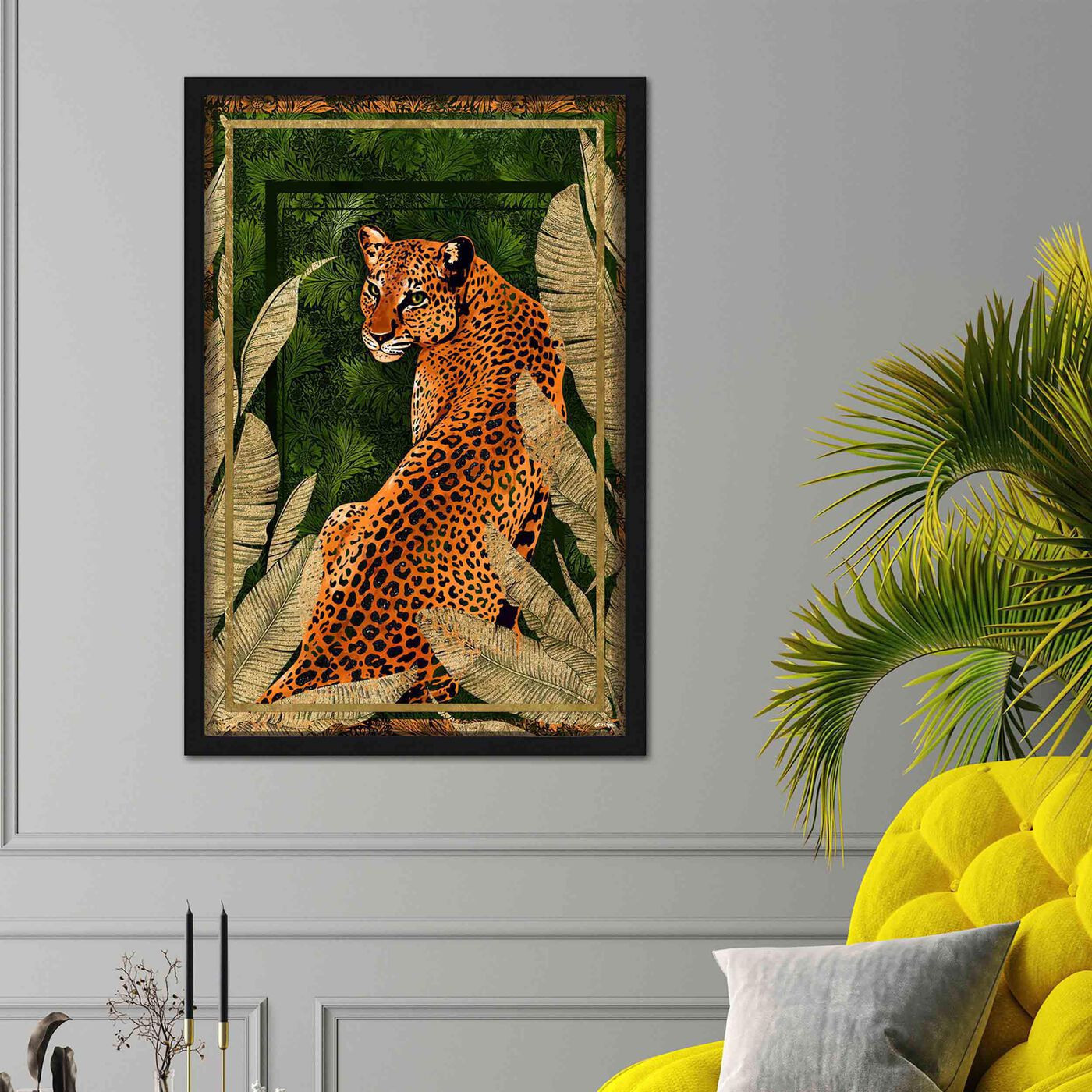 Emerald Jungle Cat - Gold Leaf & Glitter Art | Oliver Gal | Oliver Gal