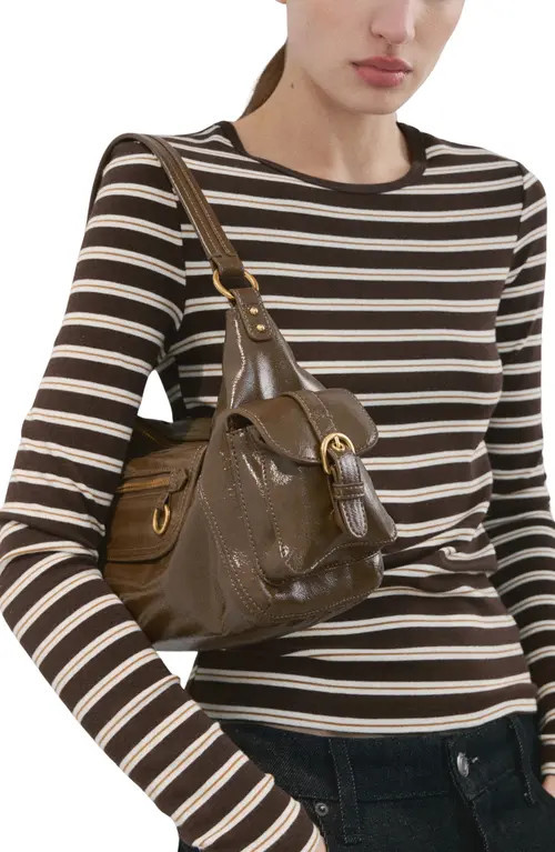 MANGO Stripe Long Sleeve T-Shirt in Brown at Nordstrom, Size Large | Nordstrom