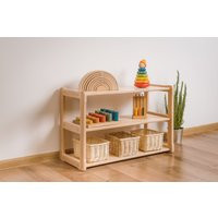 Montessori Bookshelf For Kids, Wooden Mini Toy Shelf Organizer, Open Storage Nursery, Playroom, Child-Friendly, Minimalist Design | Etsy (US)