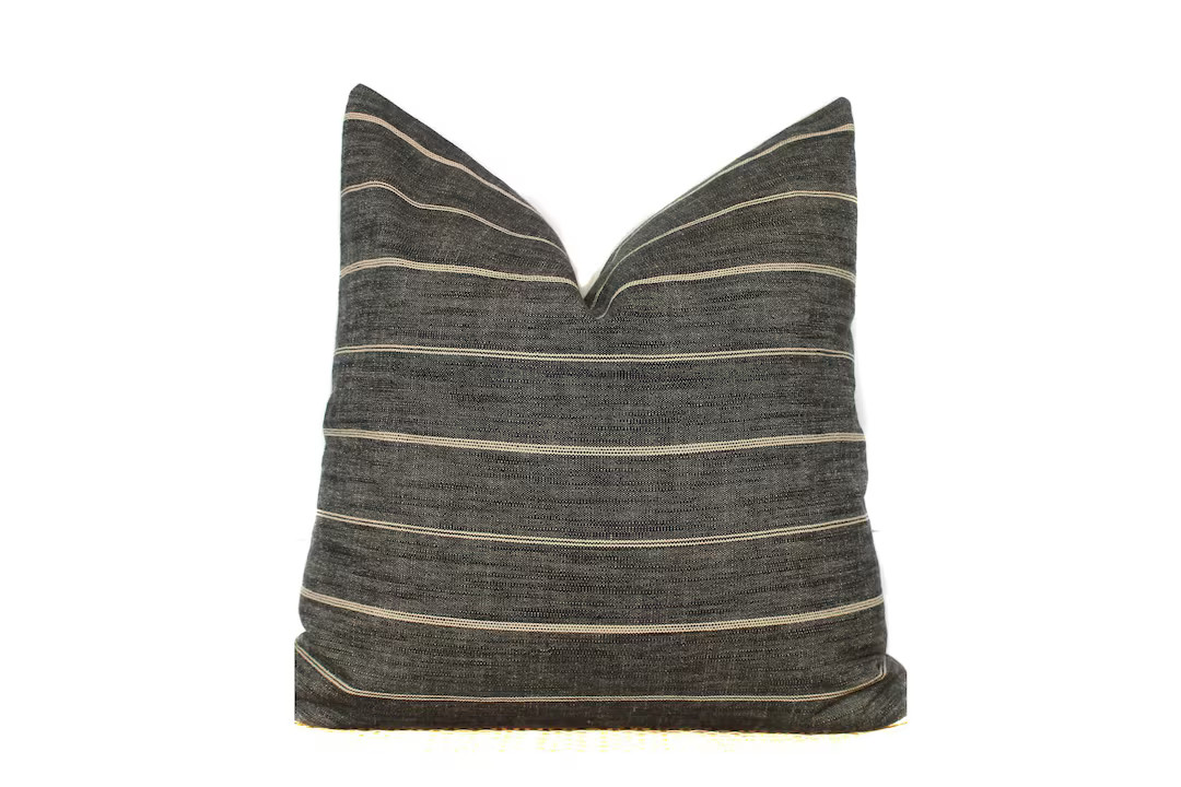 Grey Stripe Pillow Cover Peppercorn Sofa Throw Pillow - Etsy | Etsy (US)