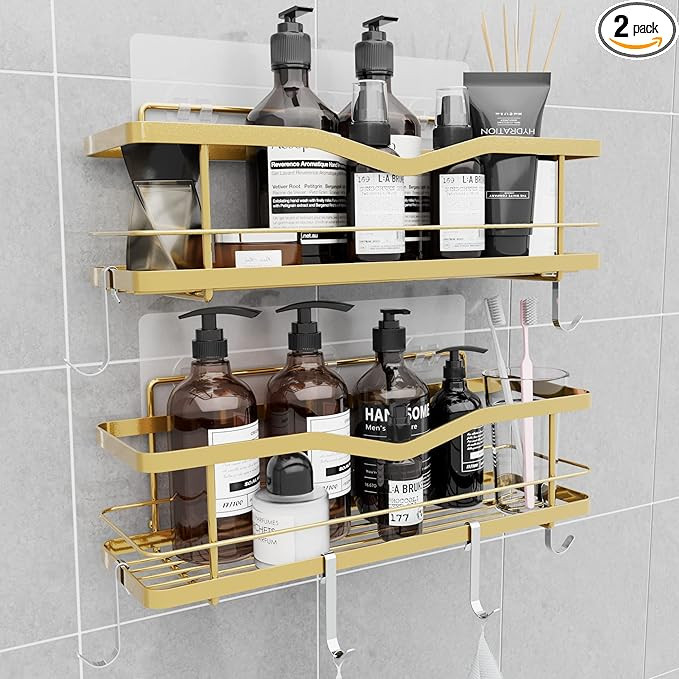 MZF 2-Pack Shower Caddy, No Drilling Adhesive Shower Shelf, Rustproof Stainless Steel Bathroom Sh... | Amazon (US)