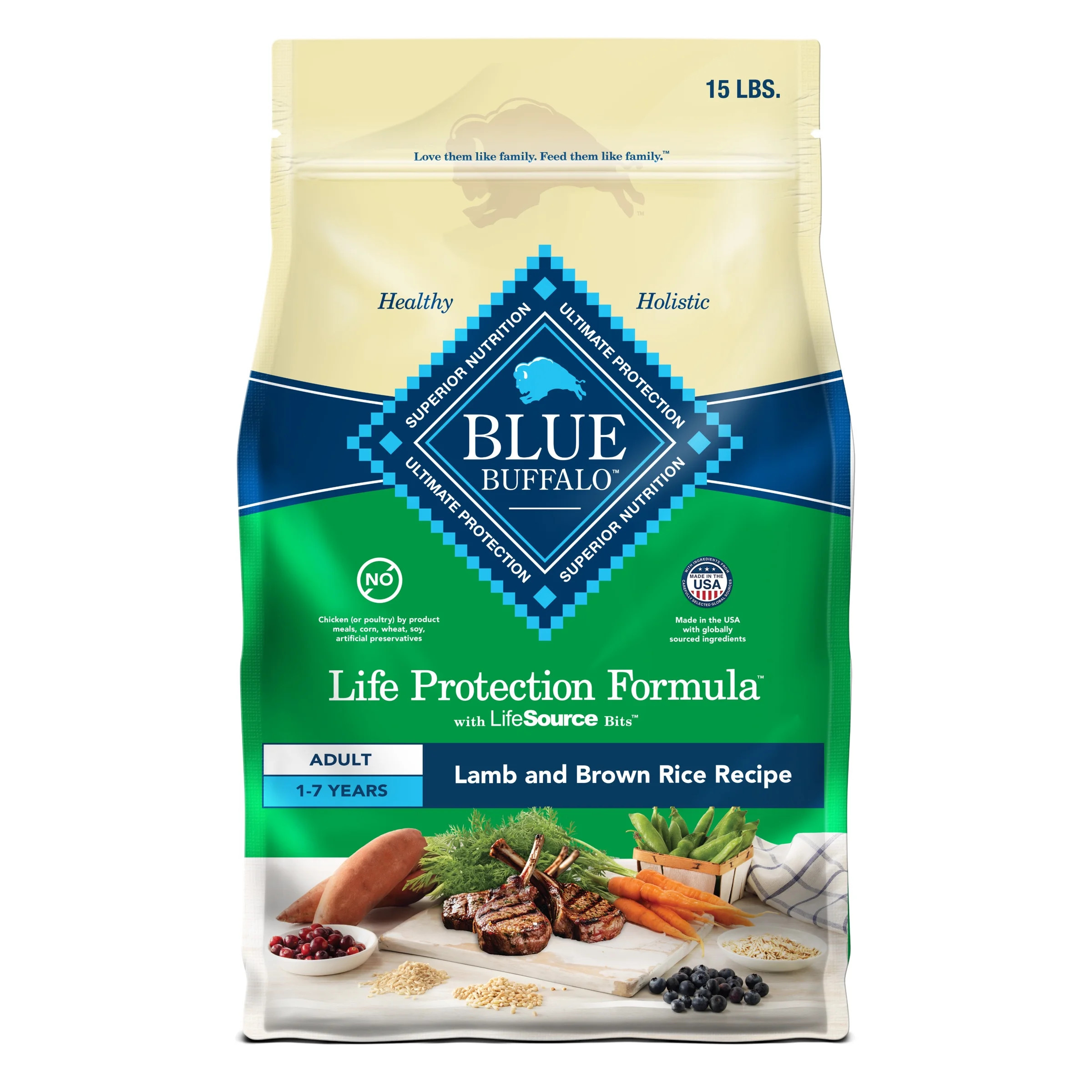 Blue Buffalo Life Protection Formula Adult Dry Dog Food, Lamb & Brown Rice, 15 lbs. - Walmart.com | Walmart (US)