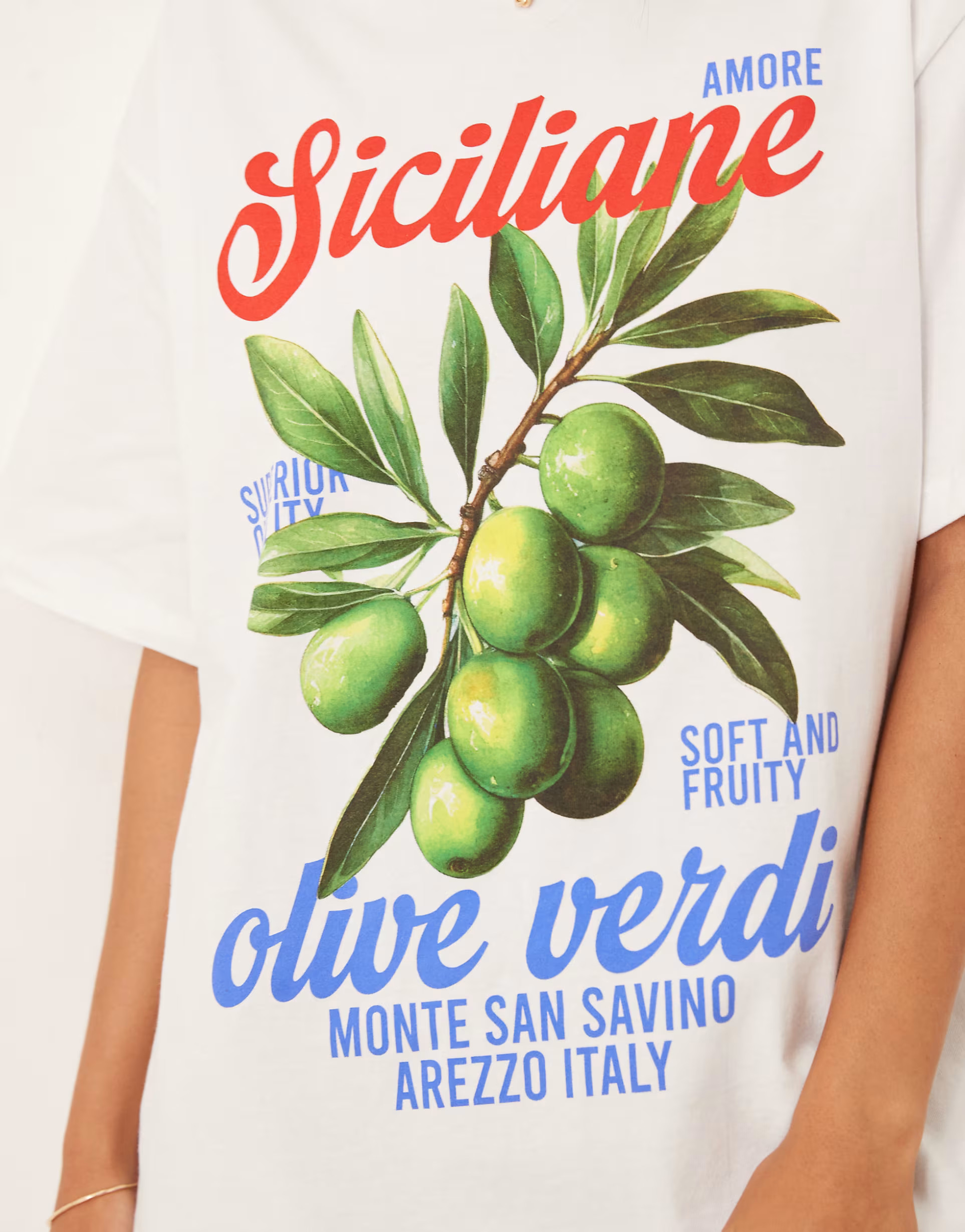 ASOS DESIGN regular fit olive verdi graphic t-shirt in white | ASOS (Global)