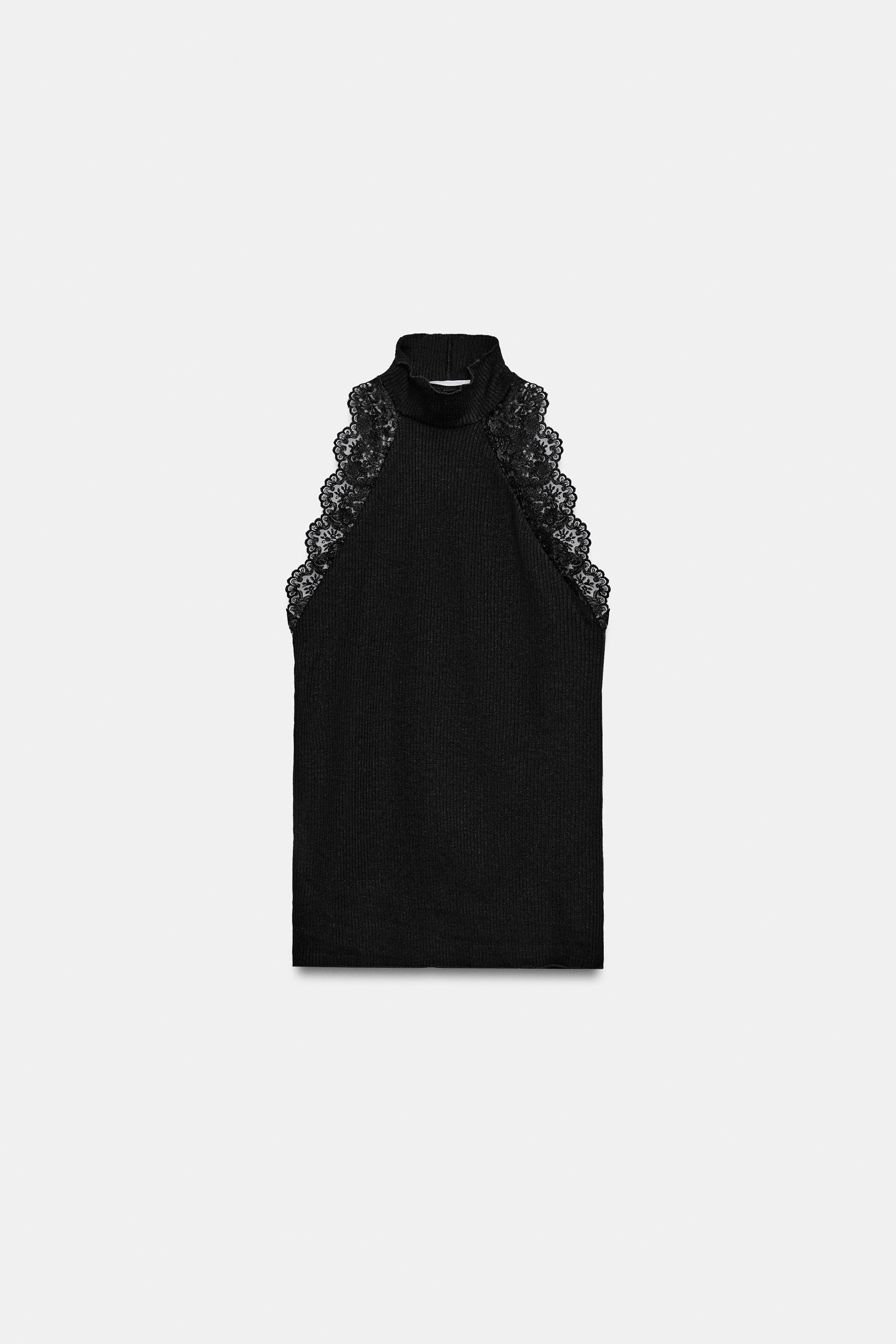 SLIM FIT - MOCK NECK - REGULAR LENGTH - SLEEVELESSMock neck sleeveless top. Features matching lac... | Zara US