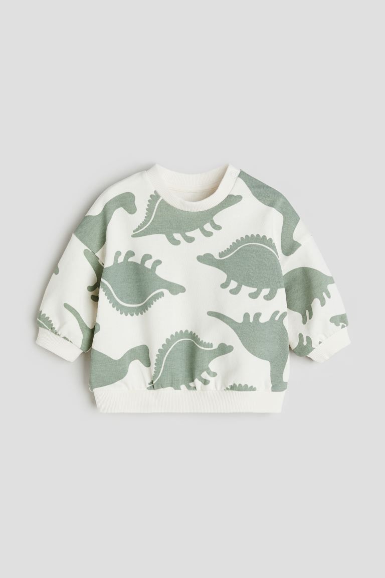 Cotton Sweatshirt - White/dinosaurs - Kids | H&M US | H&M (US + CA)