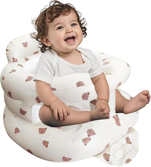 Inflatable Baby Seat for Babies 3-36 Months, Baby Chair with Fence & Built in Air Pump, Blow Up F... | Amazon (US)
