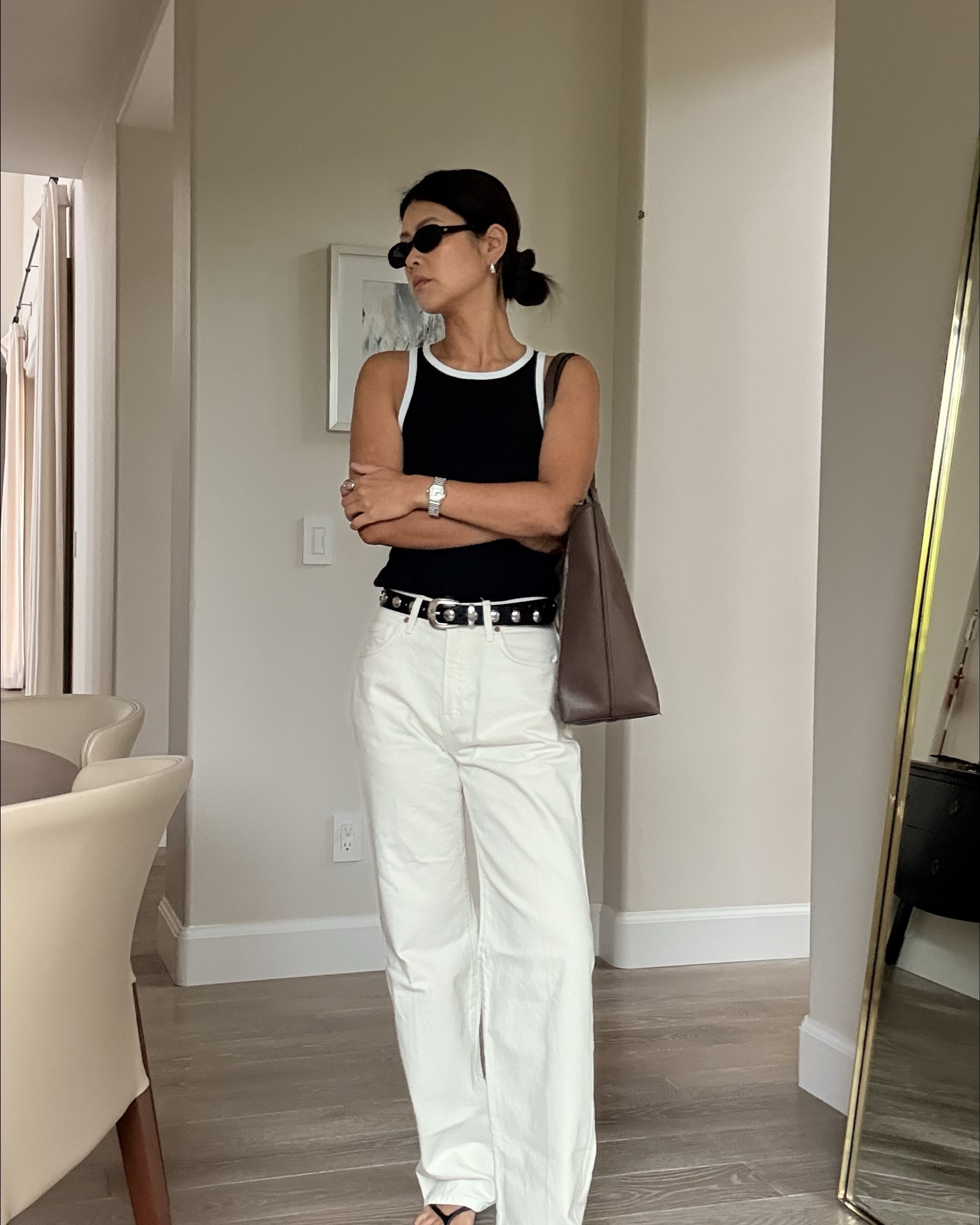 Contrast trim tank top and white jeans

#LTKSaleAlert #LTKSeasonal #LTKOver40