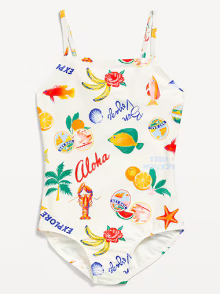 Printed Back Cutout One-Piece Swimsuit for Girls | Old Navy (US)