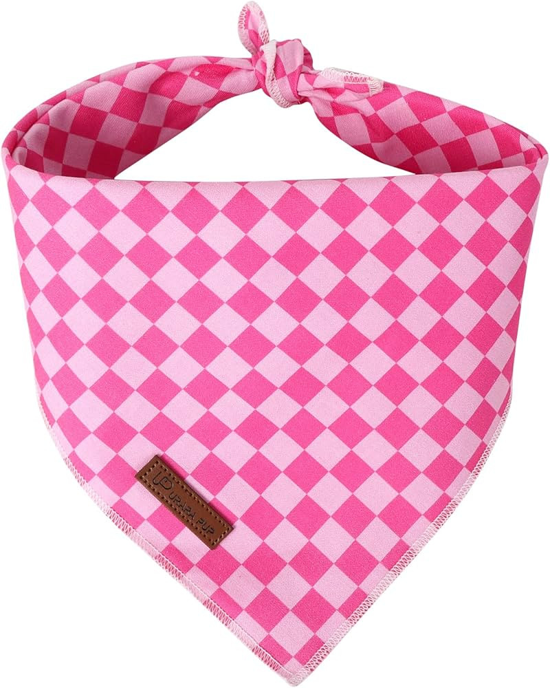Summer Dog Bandana, UP URARA PUP Pink Bandana for Small Large Dogs, Cotton Handkerchief Fashion P... | Amazon (US)