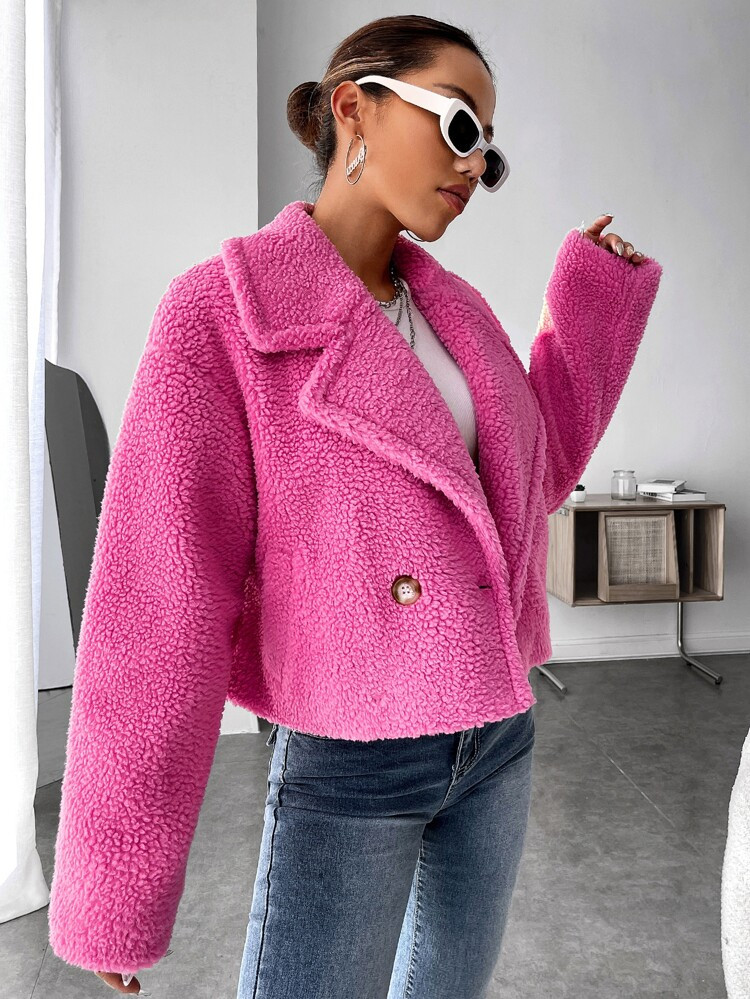 New
     
      SHEIN Lapel Neck Drop Shoulder Teddy Jacket | SHEIN