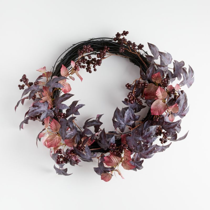 Artificial Hazel Leaf and Berry Wreath + Reviews | Crate and Barrel | Crate & Barrel