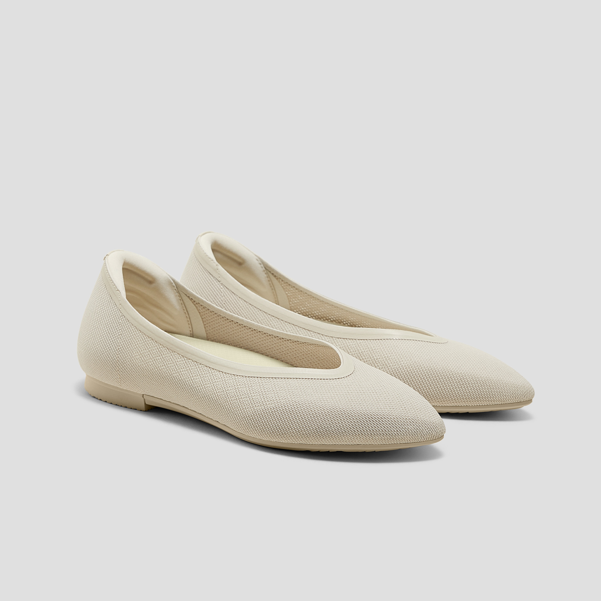 VIVAIA Pointed-Toe Dual-Cushion City Flats (Ecostitch™️ Flat Pro)|BEIGE|US 6.5 | VIVAIA