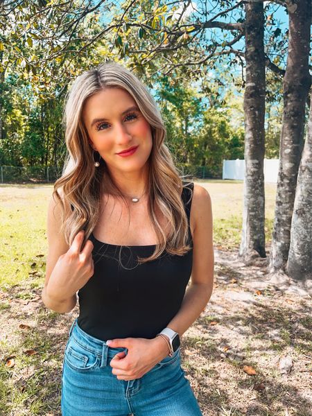 lunch break photo op lol
my bodysuit is under $15 on aeropostale and it is the comfiest material! so soft, and sucks you in! i love it! 
go grab one for yourself!

#aeropostale #bodysuit #staple #blonde #summer #spring #jeans #flare

#LTKunder50 #LTKstyletip #LTKFind