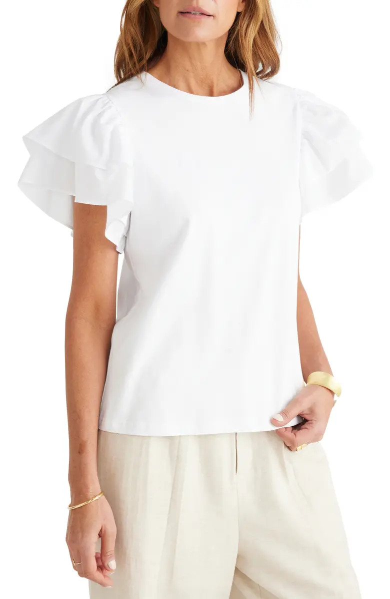 Brave+True Gigi Ruffle Sleeve Cotton Top | Nordstrom | Nordstrom