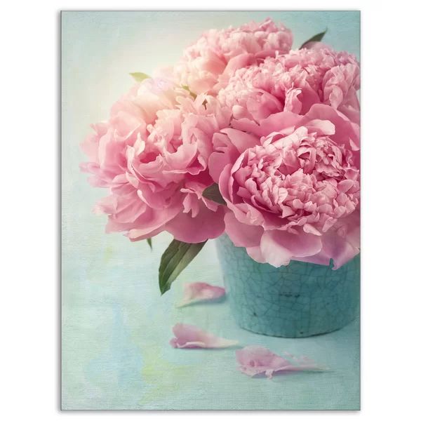 Pink Peony Flowers in Vase - Graphic Art Print | Wayfair Professional