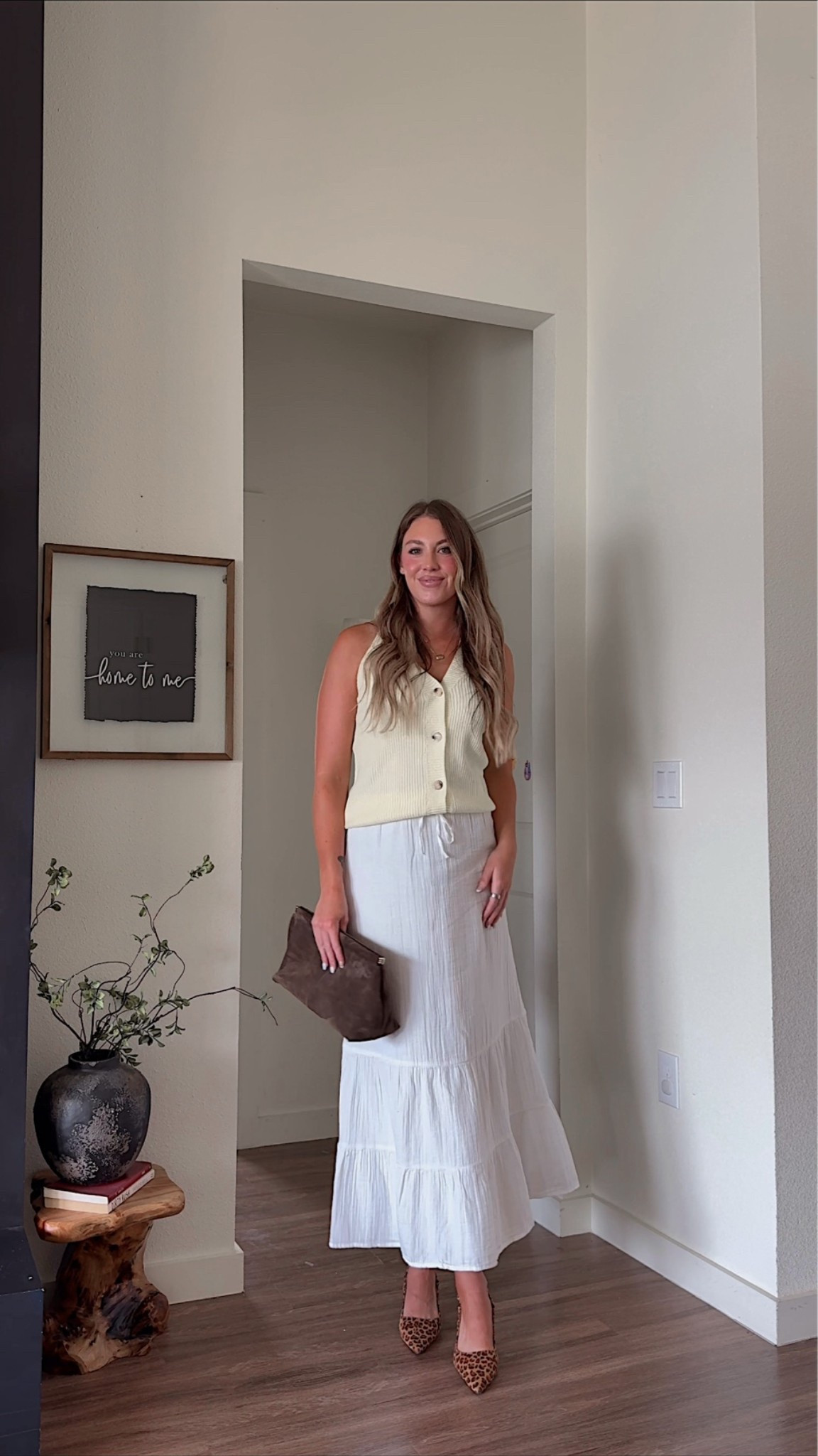 Casual summer outfit inspo! I am 510 wearing a small tall in maxi skirt and small and top ￼