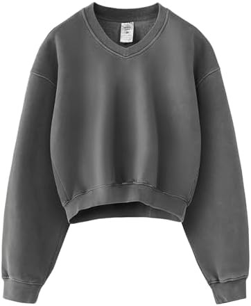 Hatant Sweatshirt for Women Acid Wash Athletic Hoodie Heritage Fleece V-neck Long Sleeve Hoodie F... | Amazon (US)