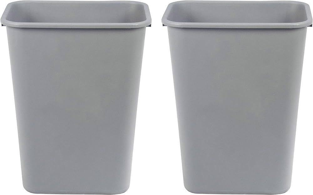 Amazon Basics 10 Gallon Rectangular Commercial Office Wastebasket, 2 Pack, Grey (Previously Amazo... | Amazon (US)