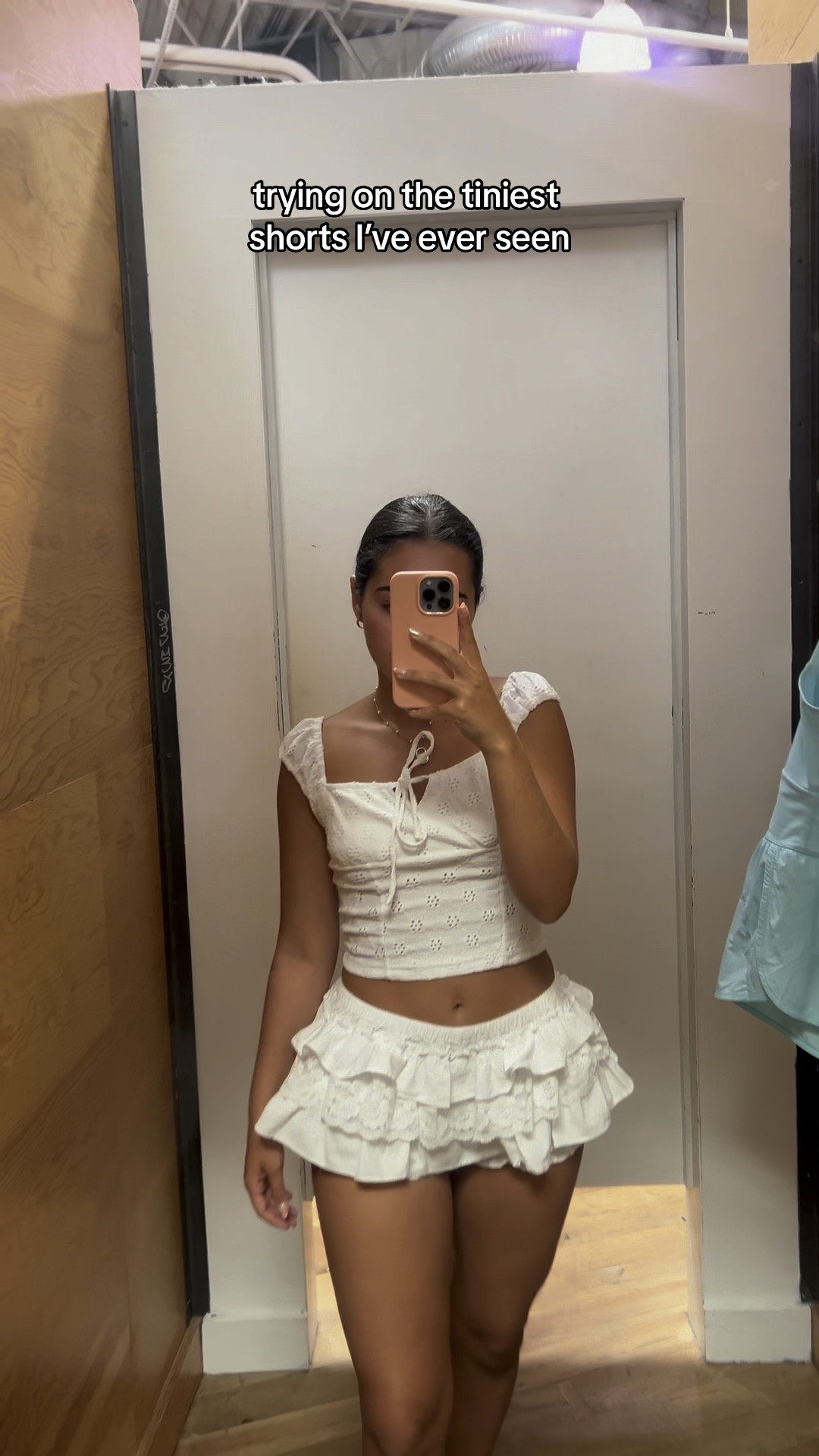 micro shorts, mini shorts, country concert, beach fit, UO, ruffle shorts, eyelet top, crop top, white crop top, tie top, summer fit, runsie, running fit, athleisure, FP movement, UO, 