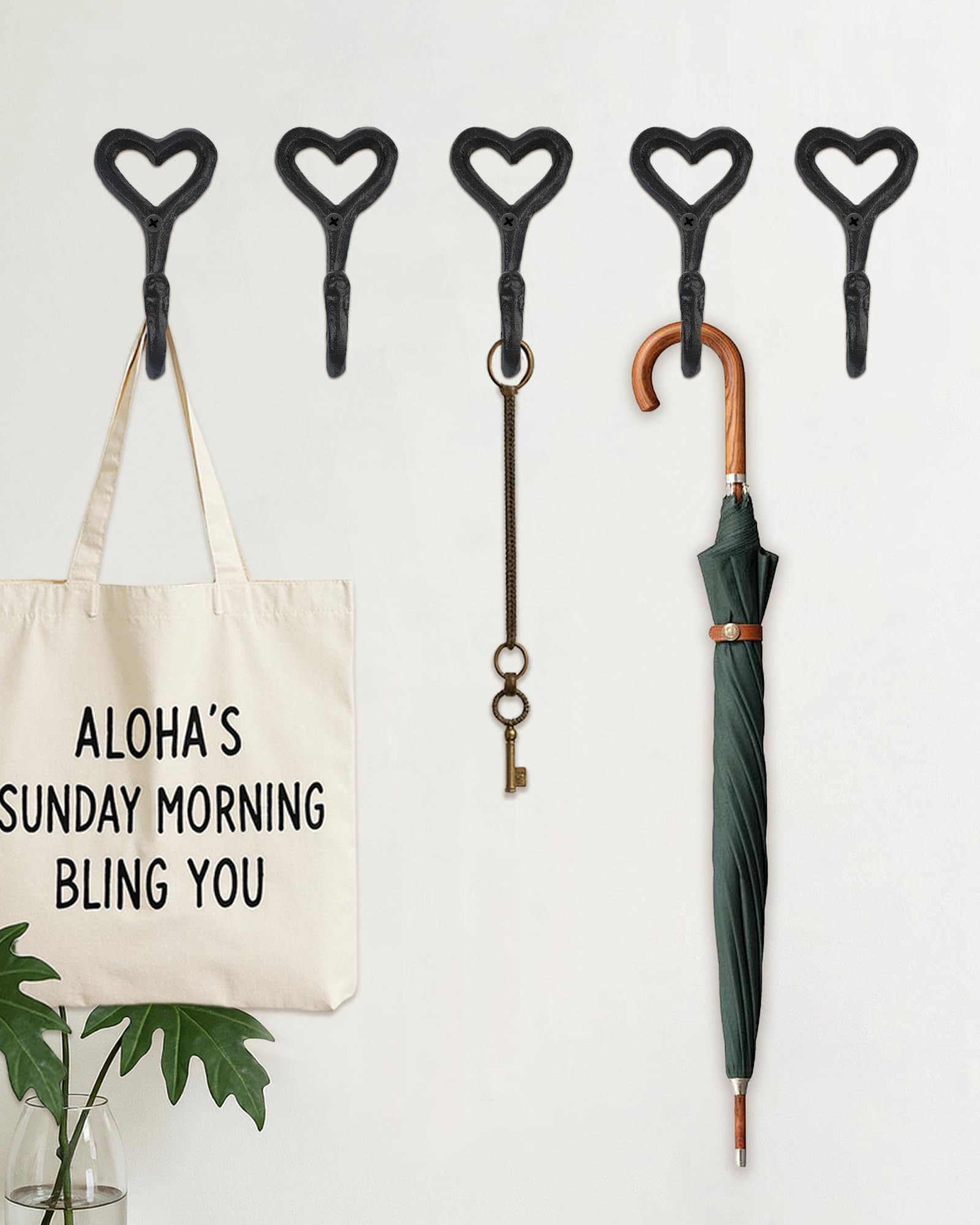 Amazon.com: gardmate 5 PCS Wall Hooks for Hanging - Cast Iron Vintage Wall Decor Coat Rack - Hear... | Amazon (US)