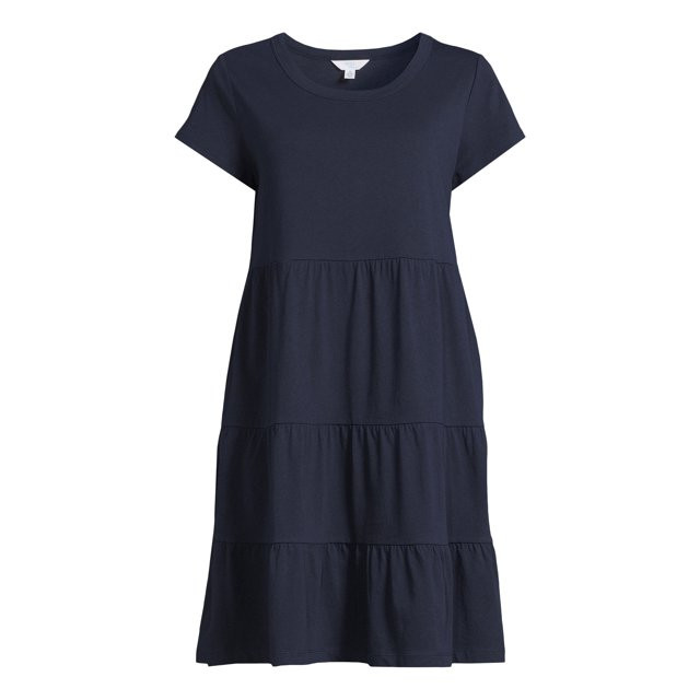 Time and Tru Women's Tiered Knit Dress | Walmart (US)