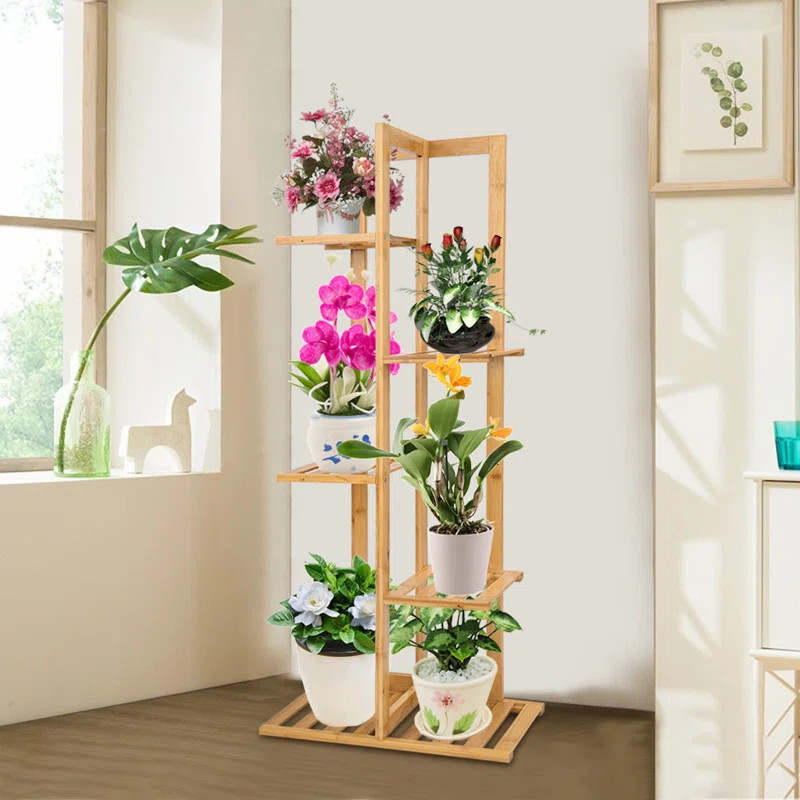 Bamboo Plant Stand Indoor & Outdoor Multiple Flower Pot Holder Shelf Rack | Wayfair North America