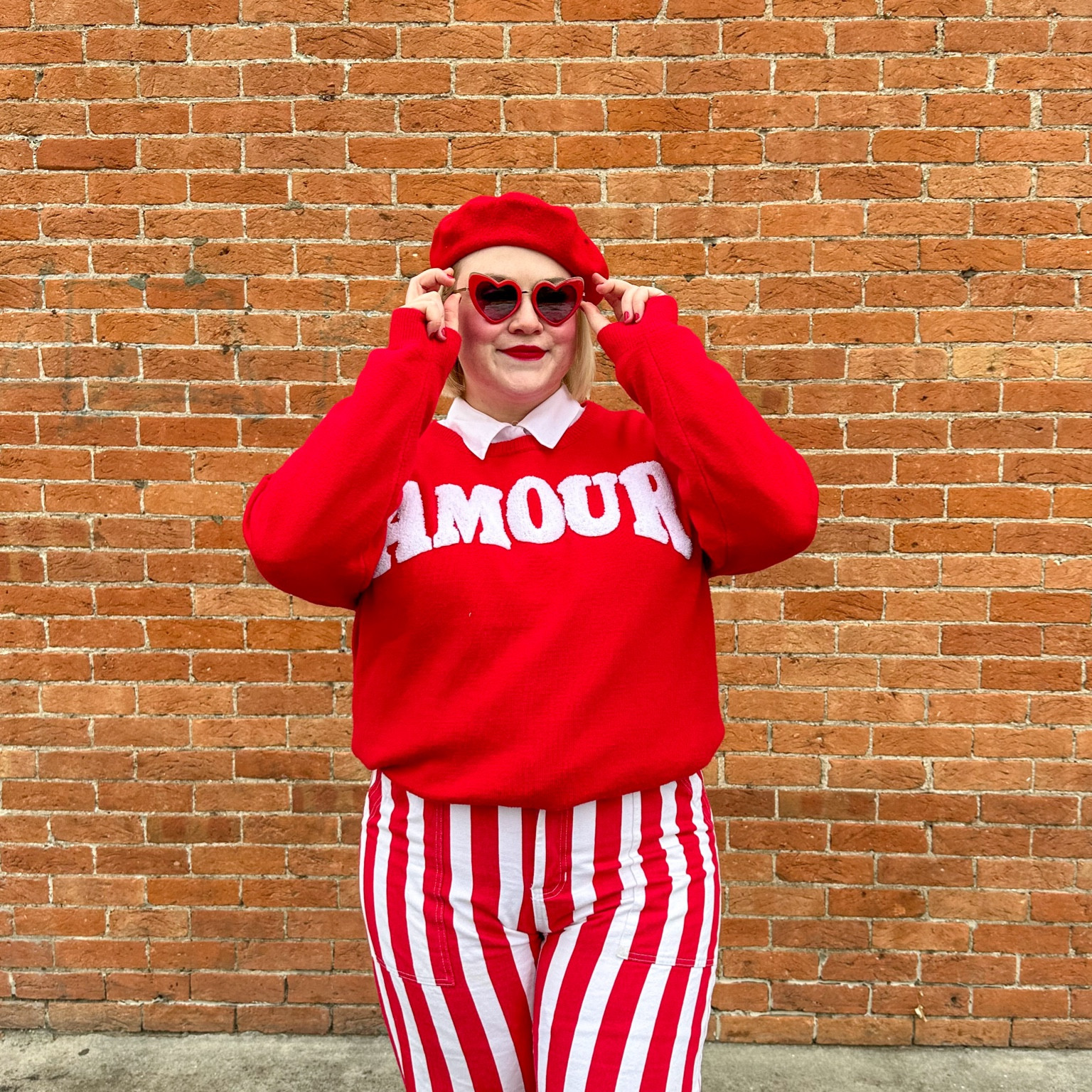 Plus size Valentine outfit idea. Valentine outfit for work, for teachers. Affordable Valentine outfit. Valentine’s Day sweater. Valentine’s Day 2024. Heart glasses, Valentine glasses. #valentinesday2024

#LTKfindsunder100 #LTKplussize #LTKstyletip