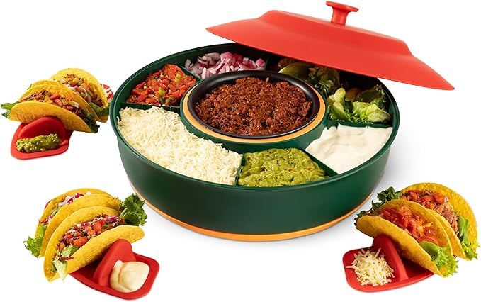 Taco Tuesday Kit - Taco Bar Serving Set for a Party - 30oz Heated Pot, 4 Taco Holders, & Detachab... | Amazon (US)