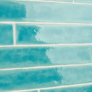 Nantucket Turquoise 2 in. x 0.37 in. Polished Ceramic Wall Tile Sample | The Home Depot