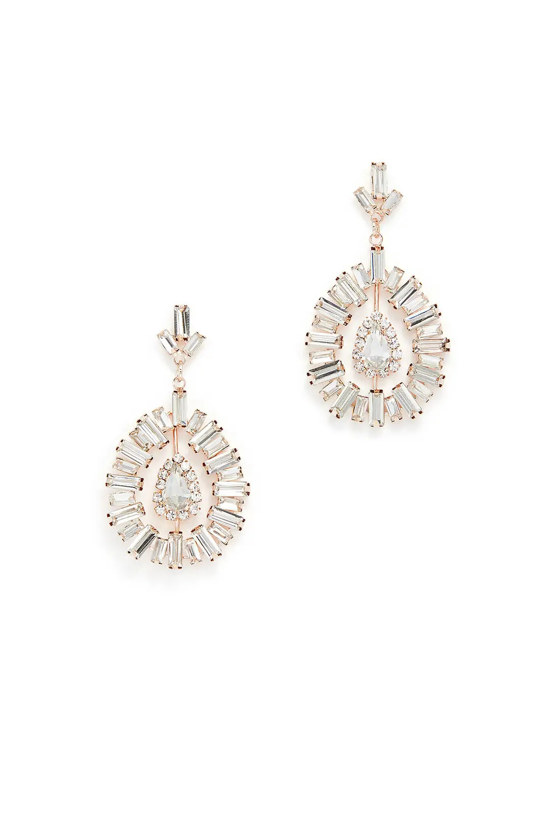 Slate & Willow Accessories Rose Gold Deco Earrings | Rent The Runway