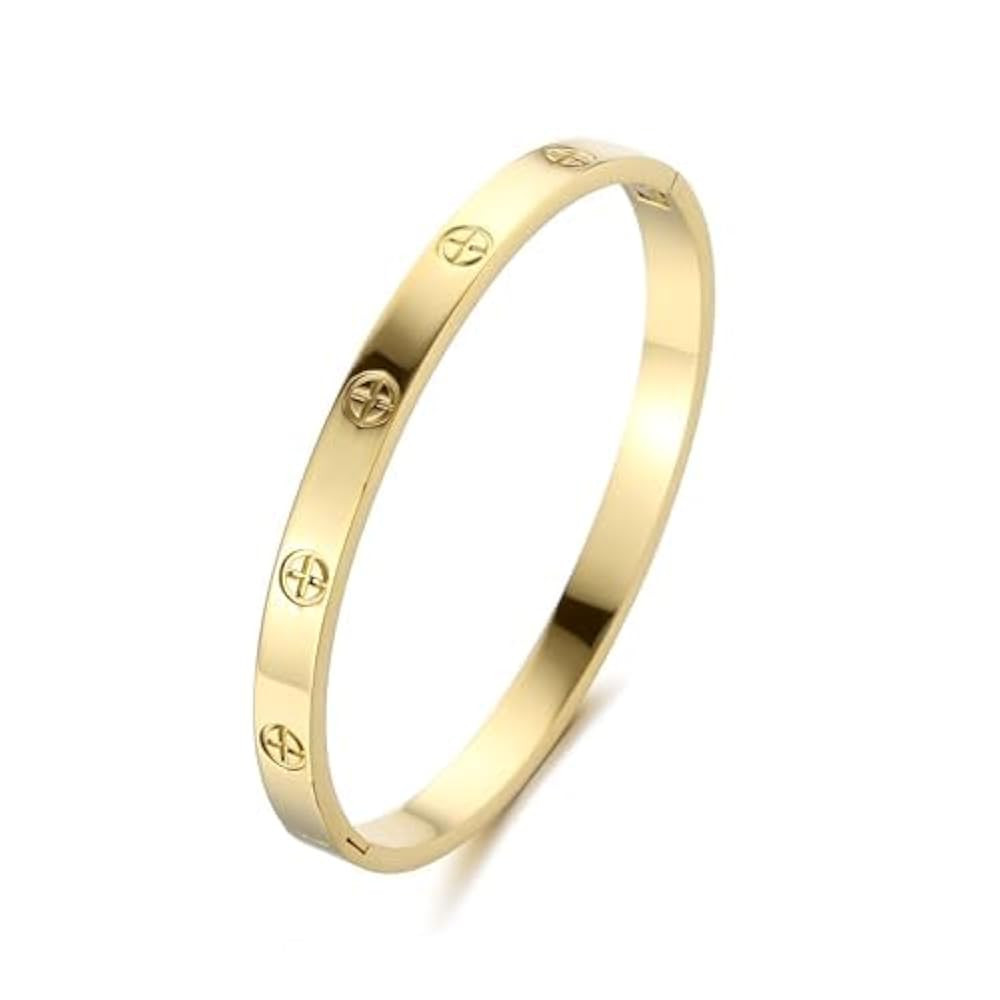 Women's Stainless Steel Bracelet Jewelry Crystal Bracelet With Cube Zircon Hinge Jewelry oval Ban... | Amazon (US)