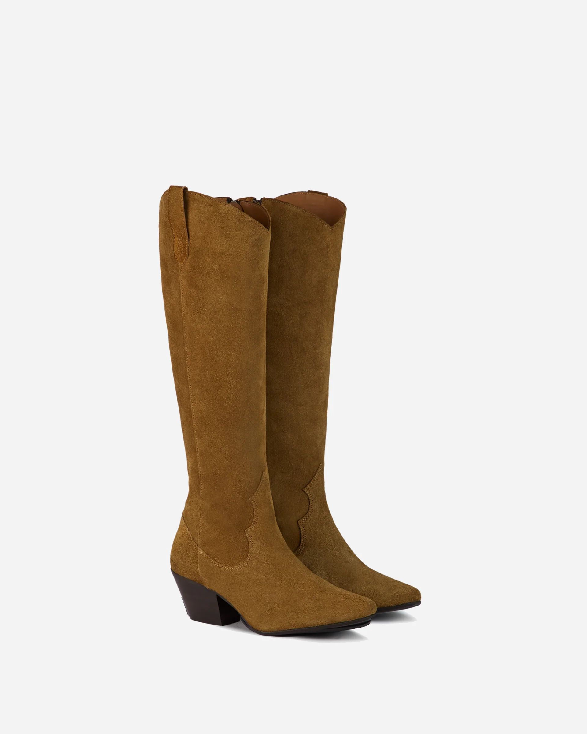 Saffron Knee High Boots in Marigold Suede | DuoBoots